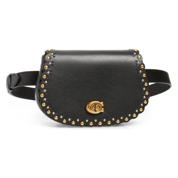 Coach Black Scallop Rivets Saddle Belt Bag EUC - Picture 5 of 16